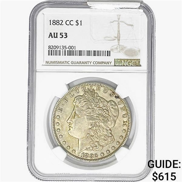 1882-CC Morgan Silver Dollar NGC AU53