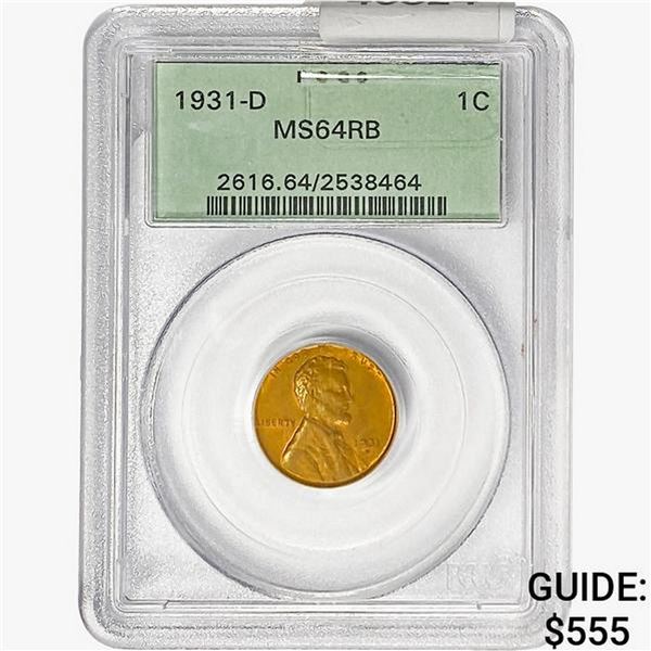 1931-D Wheat Cent PCGS MS64 RB