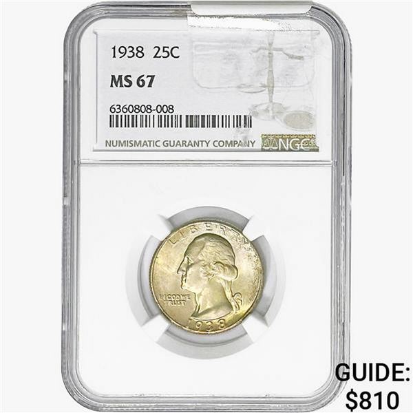 1938 Washington Silver Quarter NGC MS67