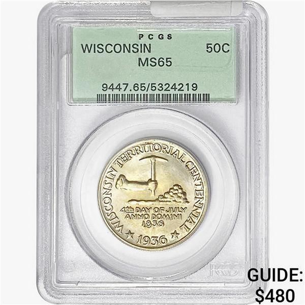 1936 Wisconsin Half Dollar PCGS MS65