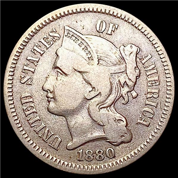 1880 Nickel Three Cent LIGHTLY CIRCULATED