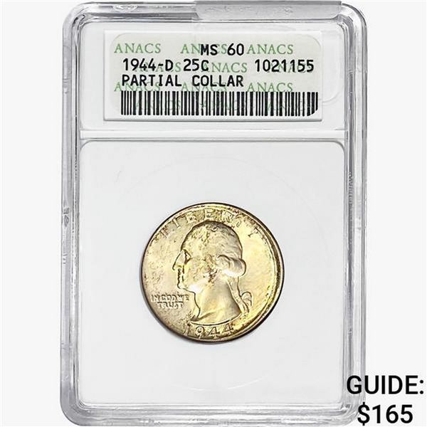 1944-D Washington Silver Quarter ANACS MS60 Part. Collar