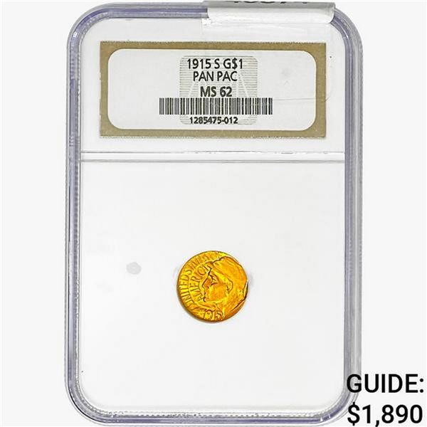 1915-S Pan-Pac Rare Gold Dollar NGC MS62