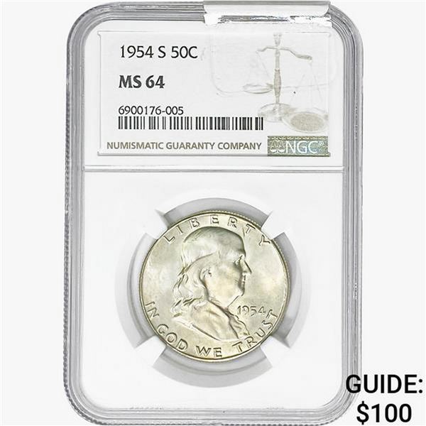 1954-S Franklin Half Dollar NGC MS64