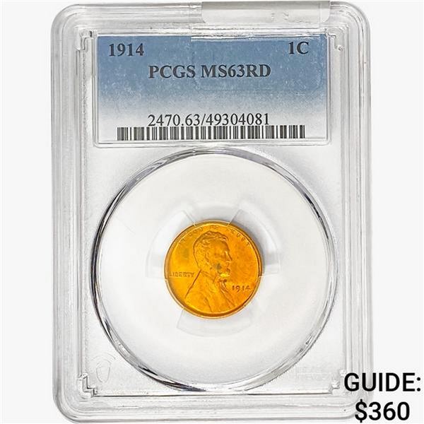 1914 Wheat Cent PCGS MS63 RD