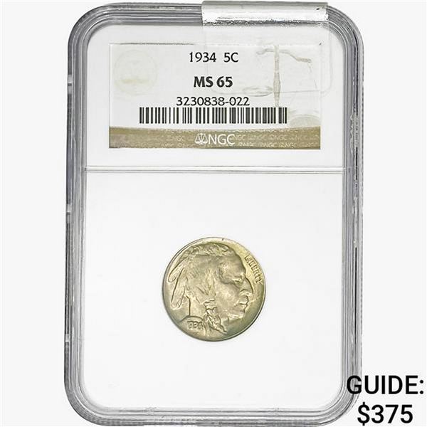 1934 Buffalo Nickel NGC MS65