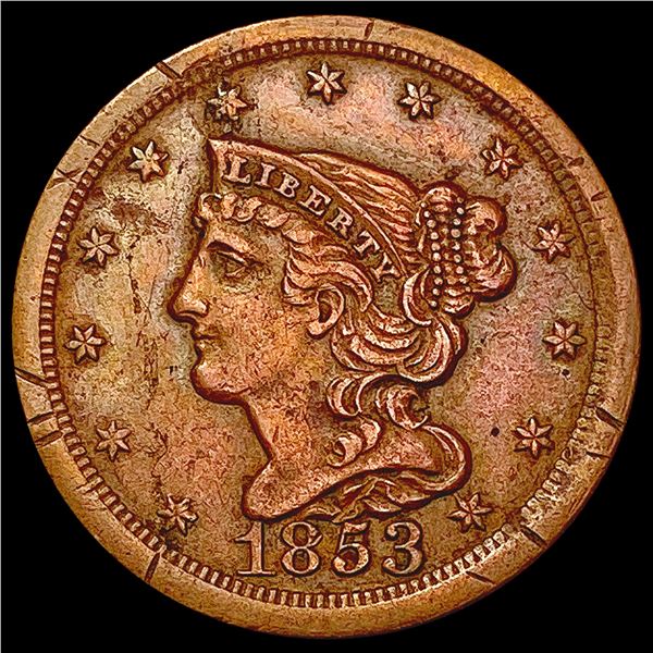 1853 Braided Hair Half Cent HIGH GRADE