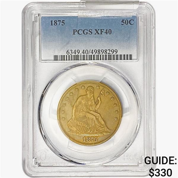 1875 Seated Liberty Half Dollar PCGS XF40