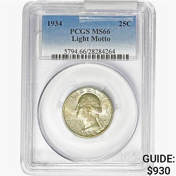 1934 Washington Silver Quarter PCGS MS66 Light Motto