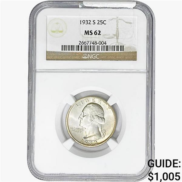 1932-S Washington Silver Quarter NGC MS62