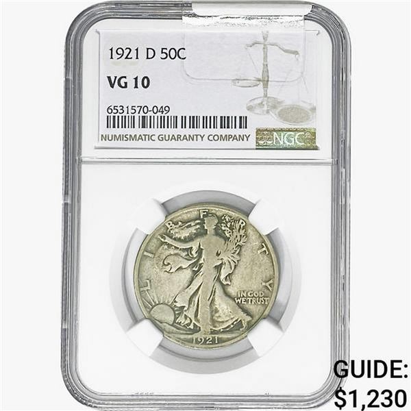 1921-D Walking Liberty Half Dollar NGC VG10