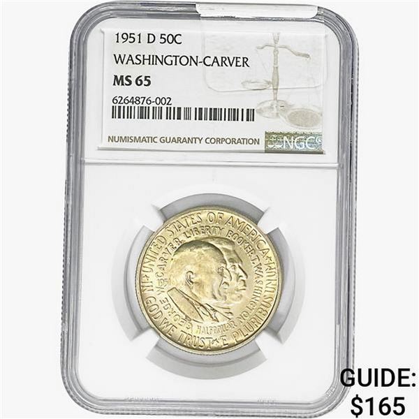 1951-D Washington Carver Half Dollar NGC MS65