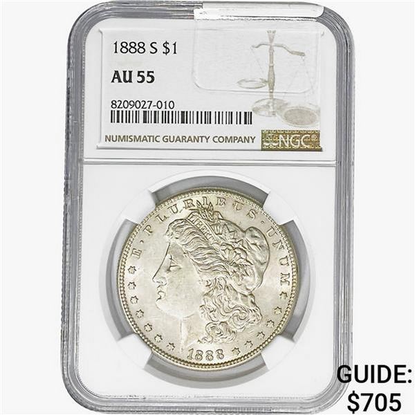 1888-S Morgan Silver Dollar NGC AU55