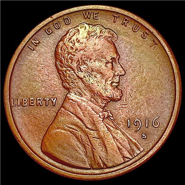 1916-S Wheat Cent NEARLY UNCIRCULATED