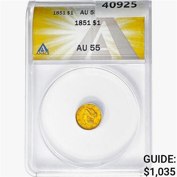 1851 Rare Gold Dollar ANACS AU55
