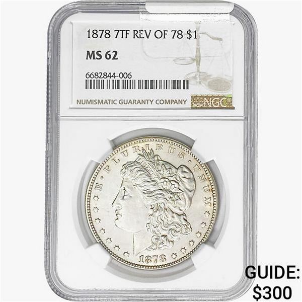 1878 REV 78 Morgan Silver Dollar NGC MS62
