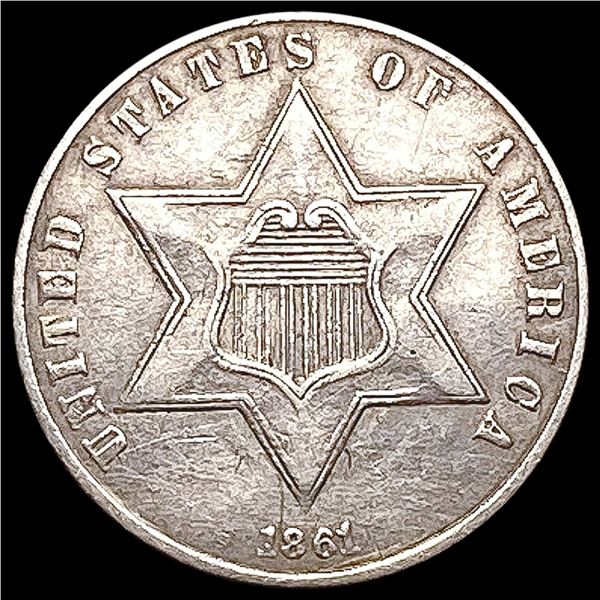 1861 Silver Three Cent CLOSELY UNCIRCULATED