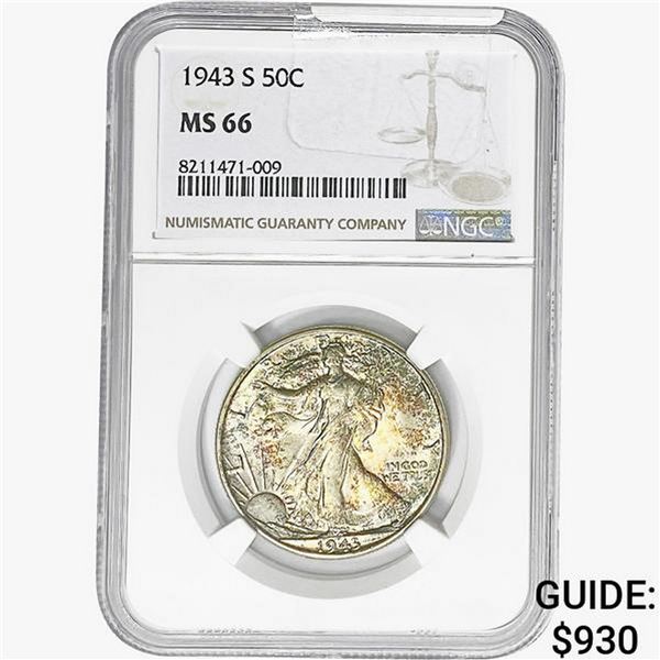 1943-S Walking Liberty Half Dollar NGC MS66