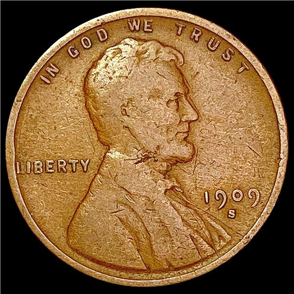 1909-S Wheat Cent LIGHTLY CIRCULATED