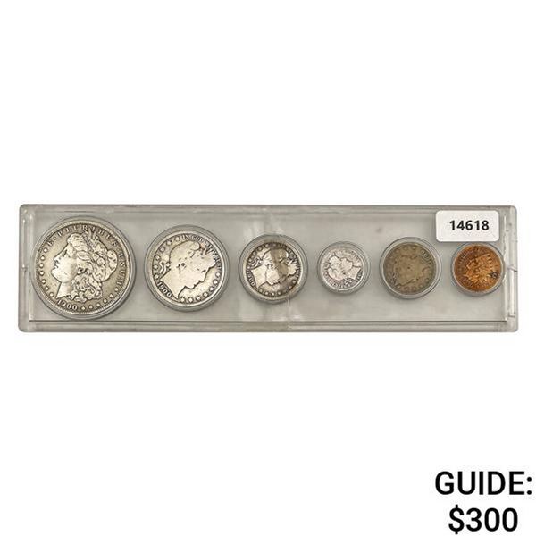 [6] 1900 Varied US Coins 1C - $1