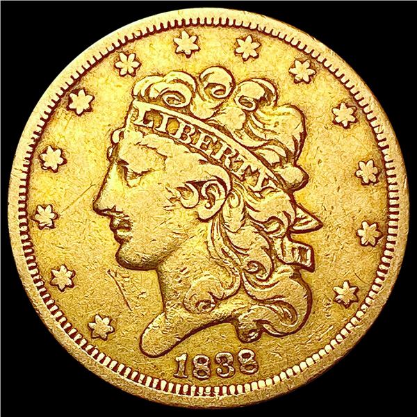 1838 $5 Gold Half Eagle UNCIRCULATED