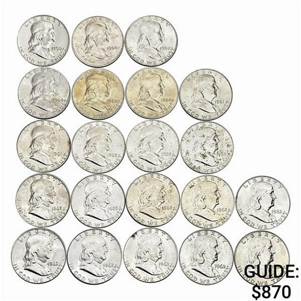 1963-D Gem BU Roll of Franklin Half Dollars [20 Coins]