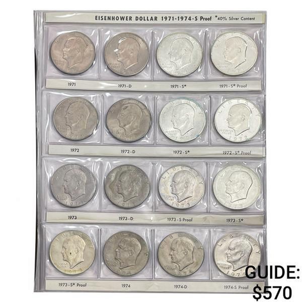 1971-1978 Complete Ike Dollar Set W/Proofs [32 Coins]