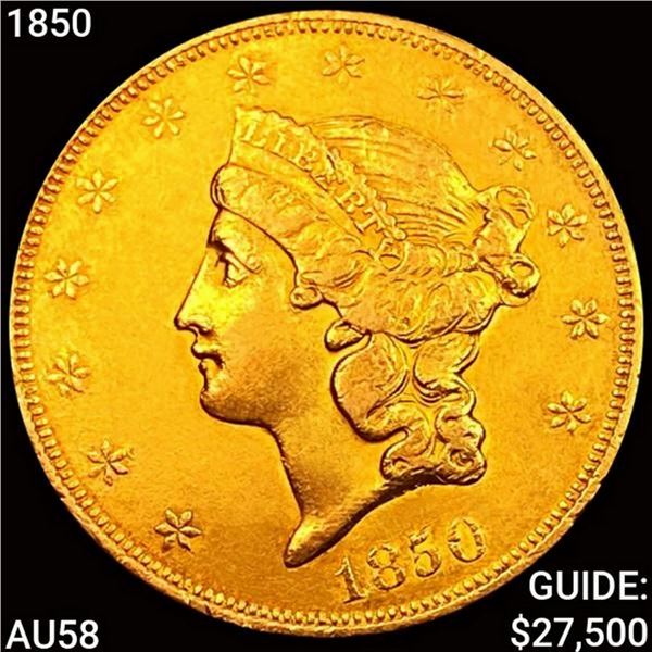 1850 $20 Gold Double Eagle CHOICE AU