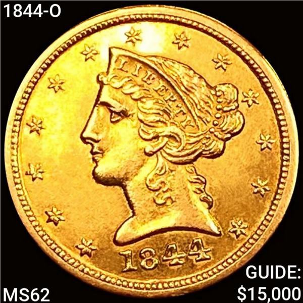 1844-O $5 Gold Half Eagle UNCIRCULATED
