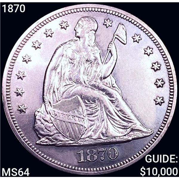 1870 Seated Liberty Dollar CHOICE BU
