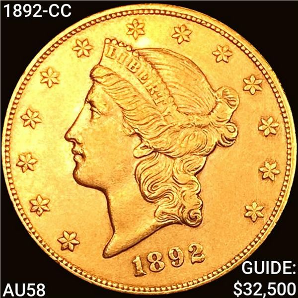 1892-CC $20 Gold Double Eagle CHOICE AU