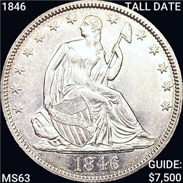 1846 TALL DATE Seated Liberty Half Dollar CHOICE BU