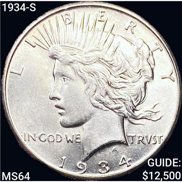 1934-S Silver Peace Dollar CHOICE BU