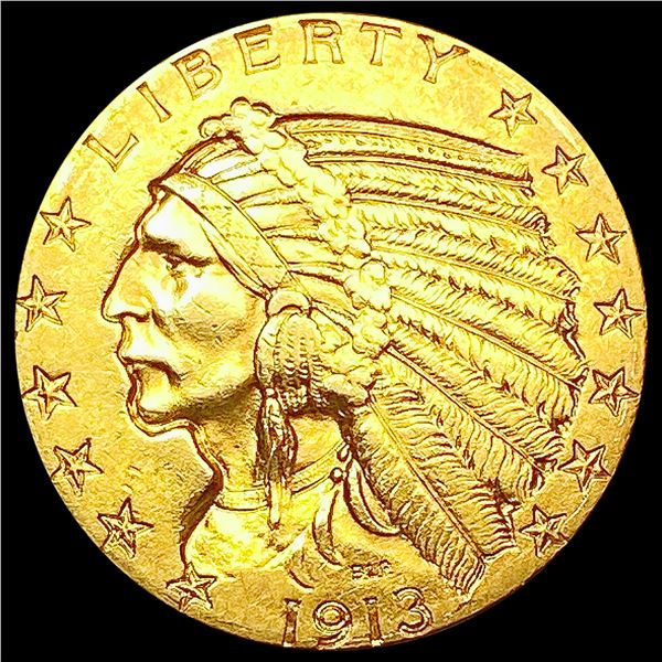1913 $5 Gold Half Eagle CLOSELY UNCIRCULATED