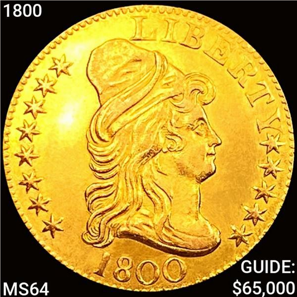 1800 $5 Gold Half Eagle CHOICE BU