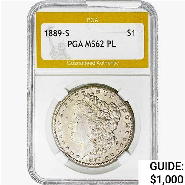 1889-S Morgan Silver Dollar PGA MS62 PL