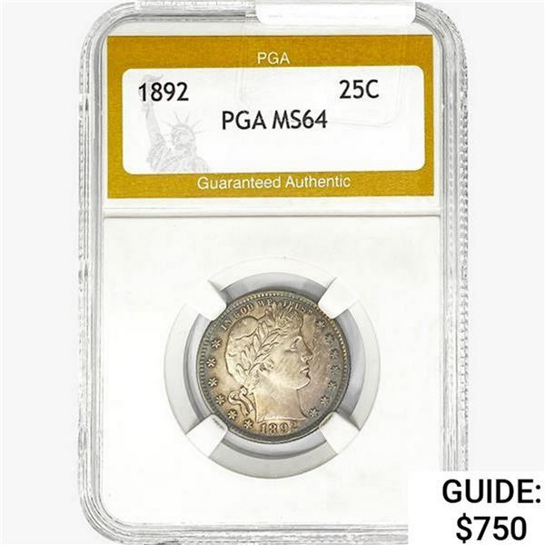 1892 Barber Quarter PGA MS64
