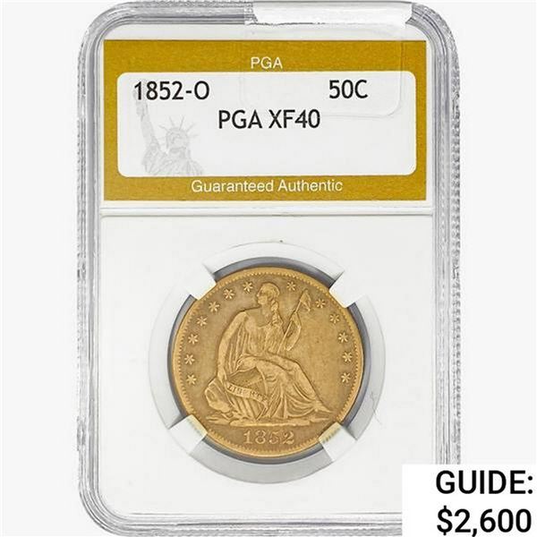 1852-O Seated Liberty Half Dollar PGA XF40