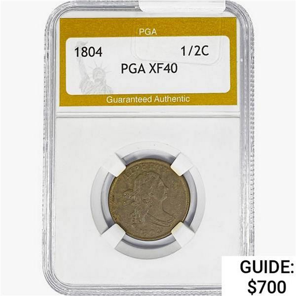 1804 Draped Bust Half Cent PGA XF40