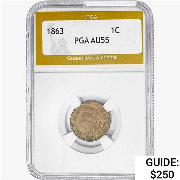 1863 Indian Head Cent PGA AU55
