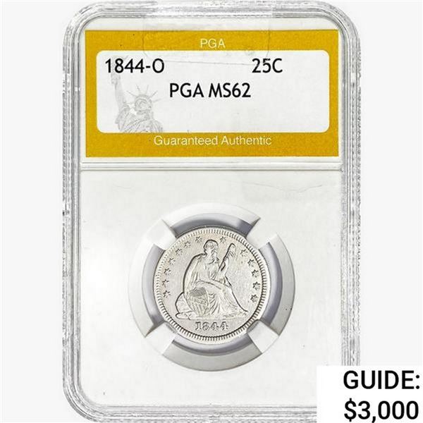 1844-O Seated Liberty Quarter PGA MS62