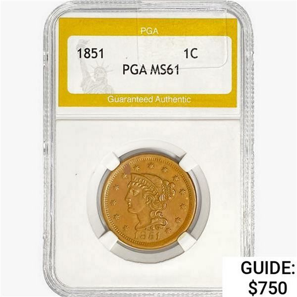 1851 Braided Hair Large Cent PGA MS61