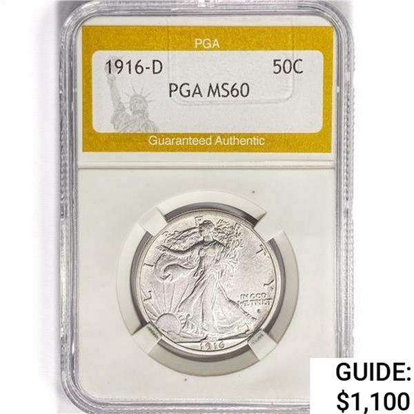 1916-D Walking Liberty Half Dollar PGA MS60