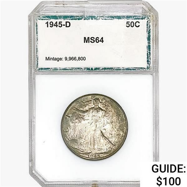 1945-D Walking Liberty Half Dollar PCI MS64