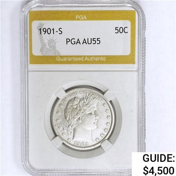 1901-S Barber Half Dollar PGA AU55