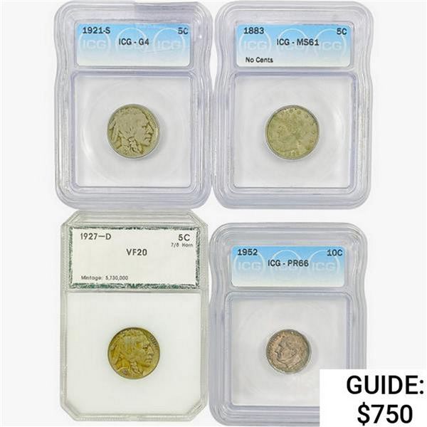 1883-1927 [4] US Varied Silver Coinage PCI/ICG