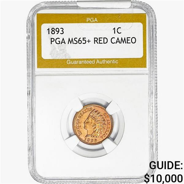1893 Indian Head Cent PGA MS65+ RED, CAMEO