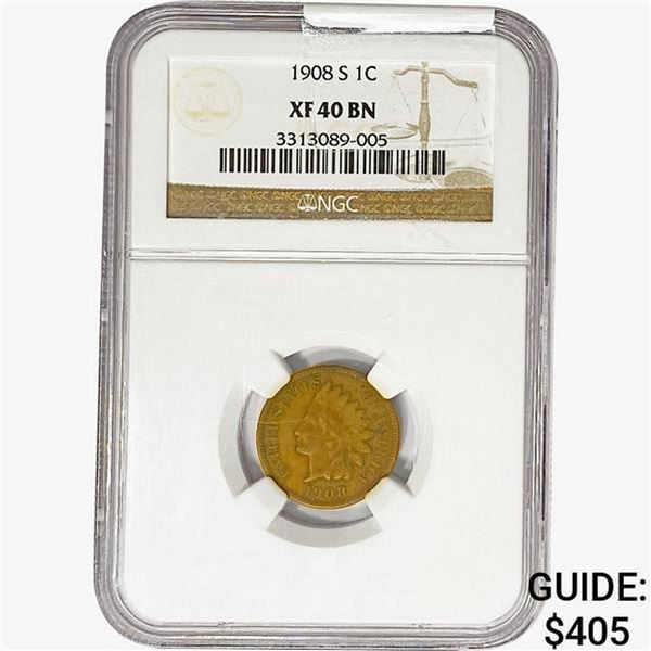 1908-S Indian Head Cent NGC XF40 BN