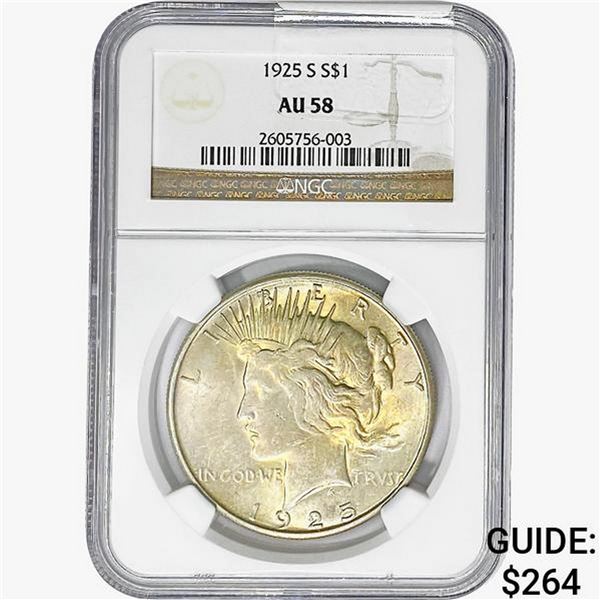 1925-S Silver Peace Dollar NGC AU58