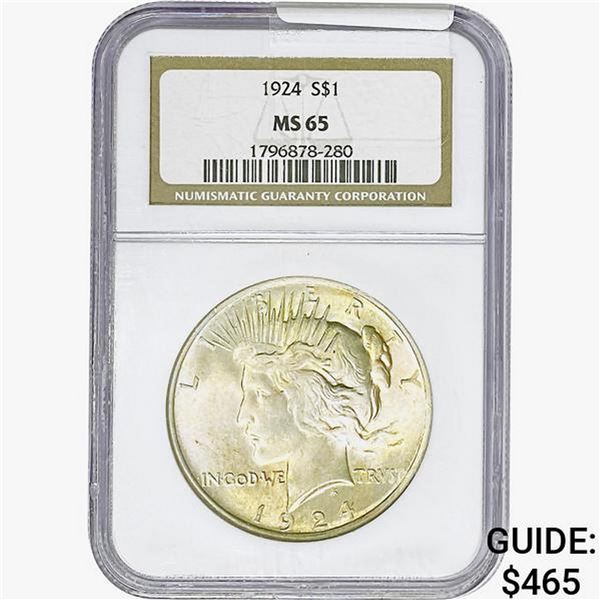 1924 Silver Peace Dollar NGC MS65